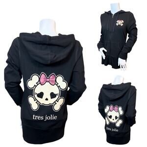 Tres Jolie (Very Pretty) Rhinestone Skull Zip Up
Hoodie SZ L $89